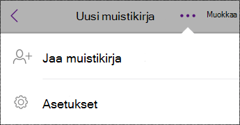 Asetukset-painike iPhonen muistikirjoissa.