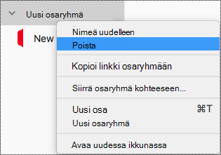 Osaryhmän poistaminen OneNote for Macissa