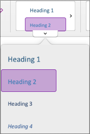 Otsikkotyylit-valikko OneNote for Macissa.
