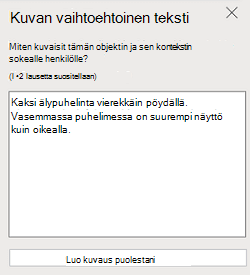 PowerPointin verkkoversio Kuvan vaihtoehtoinen teksti -ruutu.