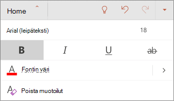 PowerPoint for Android Fontti-valikko.