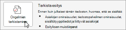 Tarkista ongelmien varalta -näyttö