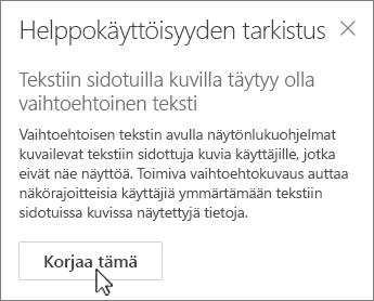 Outlookin helppokäyttötoimintojen ruutu