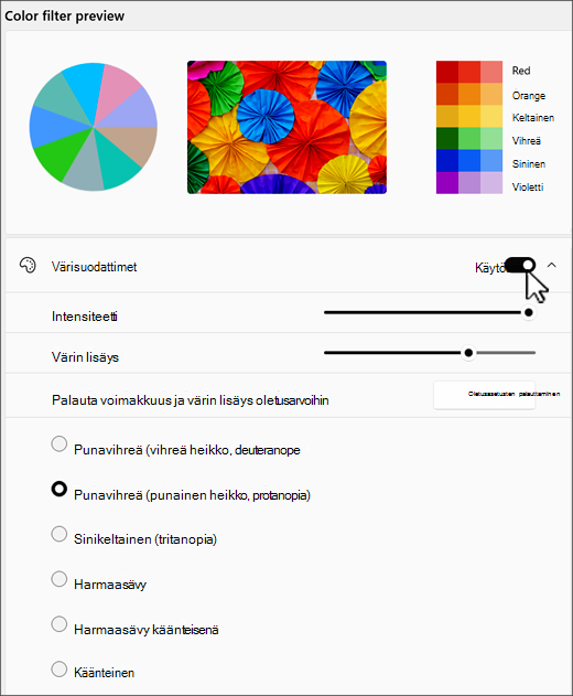 Windows 11 värisuodattimen asetukset
