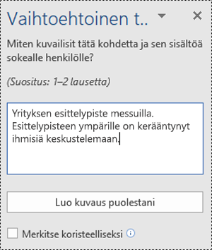 Word for Windowsin Vaihtoehtoinen teksti -valintaikkuna