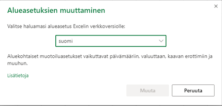 Muuta aluekohtaisia muotoiluasetuksia -valintaikkuna