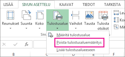 Tyhjennä tulostusalue