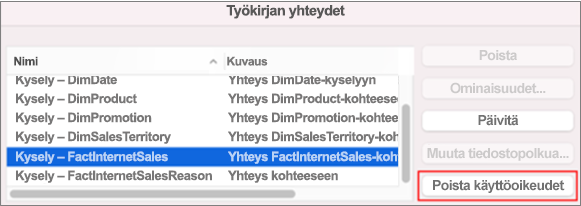 Tietoyhteyden tallennettujen tunnistetietojen poistaminen Macissa