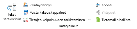 Tietojen kelpoisuuden tarkistaminen