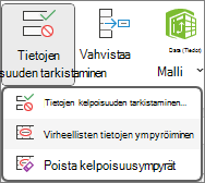 Ympyröi virheelliset tiedot -toiminto valintanauhassa