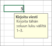 Solun syöttöviesti näkyy