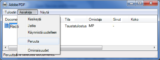 Valitse Tiedosto-valikosta Peruuta.