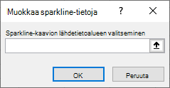 Näyttökuva, jossa voi lisätä lähdetietoalueen Muokkaa Sparkline-kaavion tietoja -valintaikkunassa.