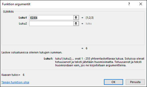 Excelin ohjattu funktion luominen