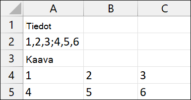 Excel TextSplit-esimerkki 2