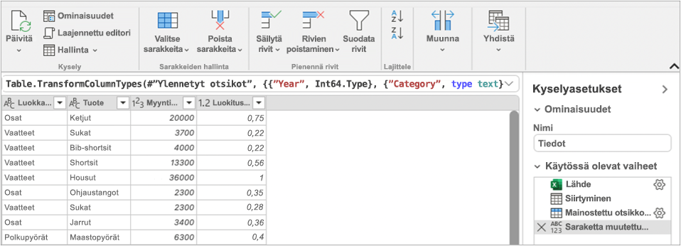 Power Query -editori