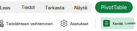 Kuva kenttäluettelopainikkeesta iPadin Pivot-taulukko-välilehdessä