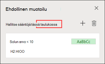 Sääntöjen hallinta tehtäväruudussa