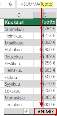 #NIMI?-virhe, koska syntaksin määritetyssä nimessä on kirjoitusvirhe