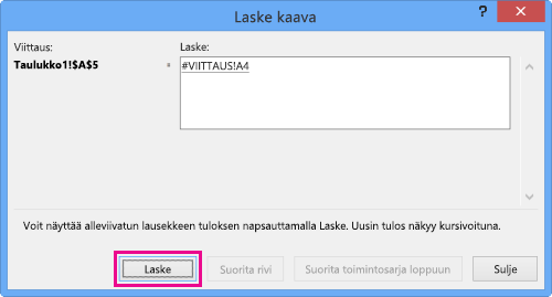 Kaavan laskeminen -valintaikkuna