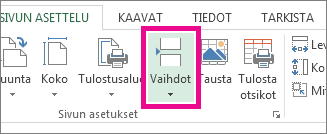 Valitse Sivun asettelu -välilehdestä Vaihdot