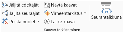 Kaava-välilehden Kaavan tarkistaminen -ryhmä