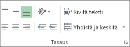 Aloitus-välilehden Tasaus-ryhmä