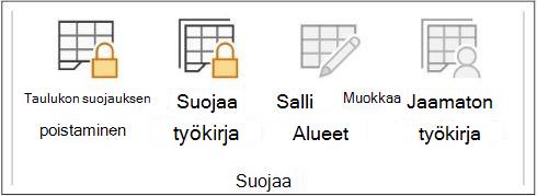 Taulukon suojauksen poistaminen