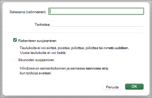 Suojaa rakenne ja Windows MacOS
