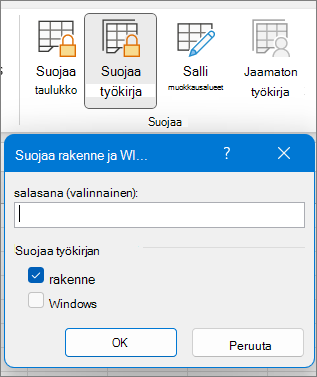 Suojaa työkirja -valintaikkuna