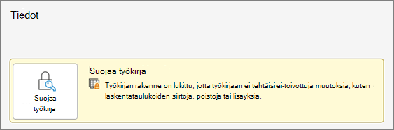 Tiedot-valikon Suojaa työkirja -kohta