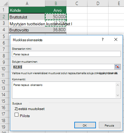 Skenaarioiden välillä vaihtaminen