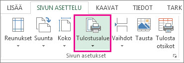 Tulostusalueen määrittäminen