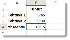 Kahden tehtävän yhteenlaskettu aika