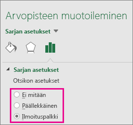 Muotoile arvopisteiden otsikoita -tehtäväruutu, jossa näkyy treemap-kaavion asetukset