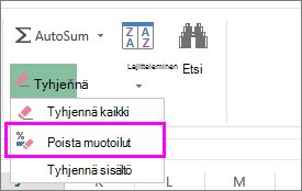 Muotoilujen poistaminen Poista muotoilu -painikkeella