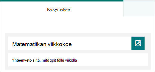 Microsoft Forms kokeen otsikko- ja kuvausesimerkki