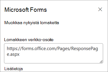 Valitse Muokkaa nykyistä lomaketta