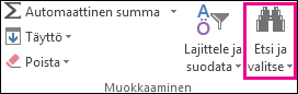 Etsi & Valitse Aloitus-välilehden Muokkaaminen-ryhmässä
