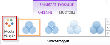 Väriasetusten muuttaminen SmartArt-tyylit-ryhmässä