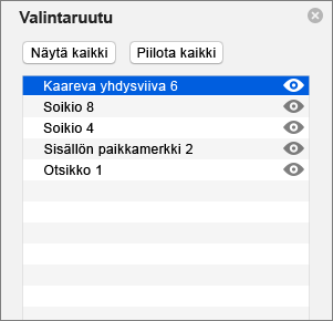 Näyttää valintaruudun PowerPoint 2016 for Mac
