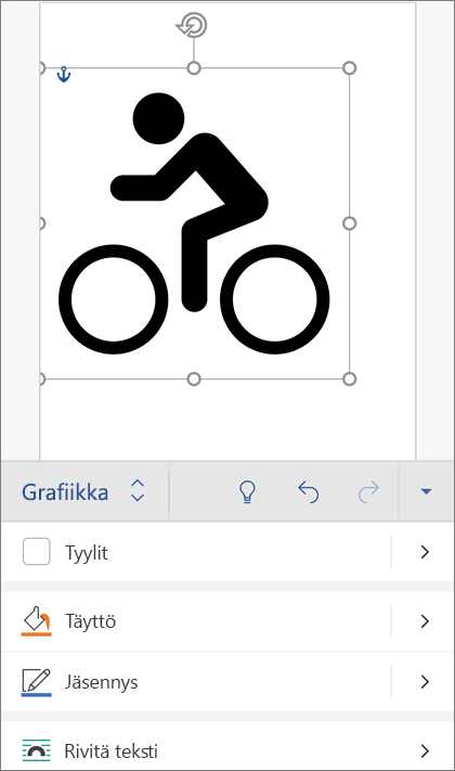 Valittu SVG-kuva, jossa näkyy valintanauhan Grafiikka-välilehti
