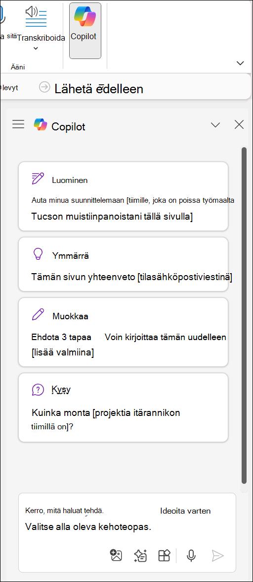 Kopiointitoiminnon käyttäminen OneNotessa -painike
