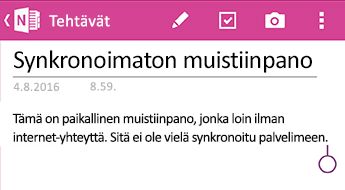 Synkronoimaton muistiinpano OneNote for Android