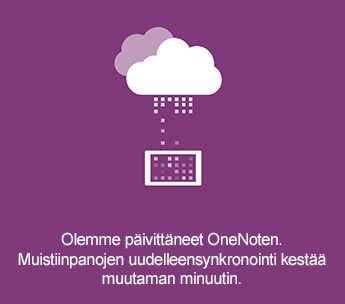 synkronointinäyttö OneNote for Android