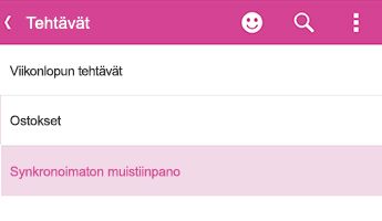 Synkronoimaton muistiinpano OneNote for Android