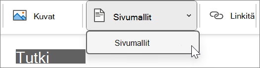 Lisää-välilehden sivumallit
