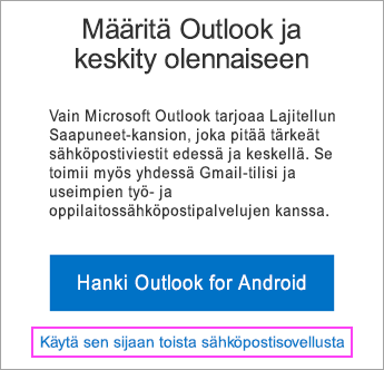 Ota synkronointi käyttöön napsauttamalla linkkiä