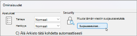 Valitse Suojausasetukset