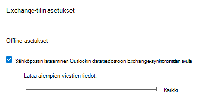 Siirrä liukusäädin Kaikki-kohtaan, jos haluat ladata kaikki Outlook-sähköpostit, kun viet sähköpostin